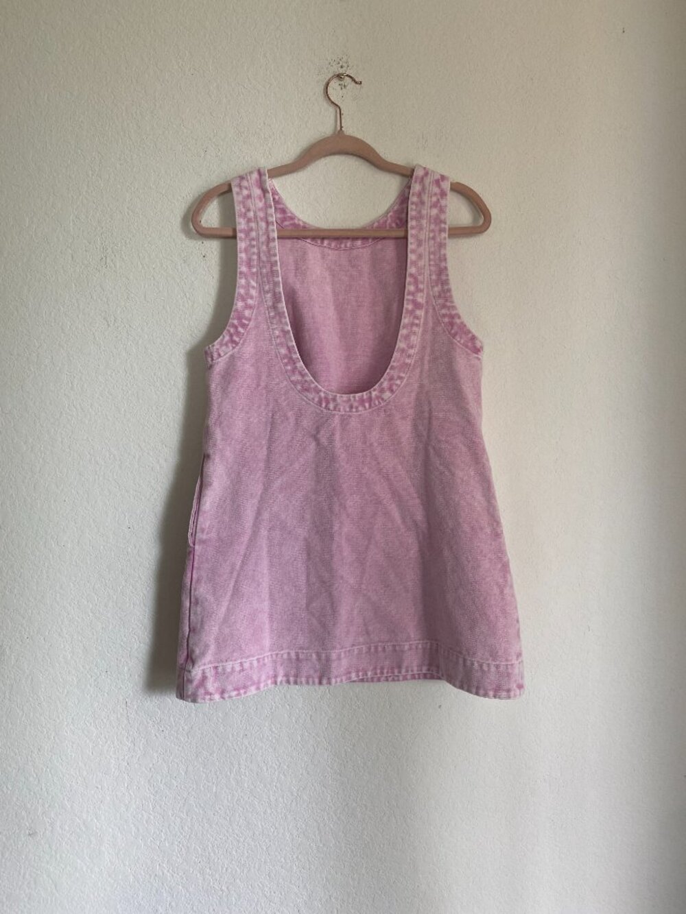 Olivaceous Luna Washed Open-back 100% Cotton Pink Acid Wash Mini Dress M - Picture 7 of 10